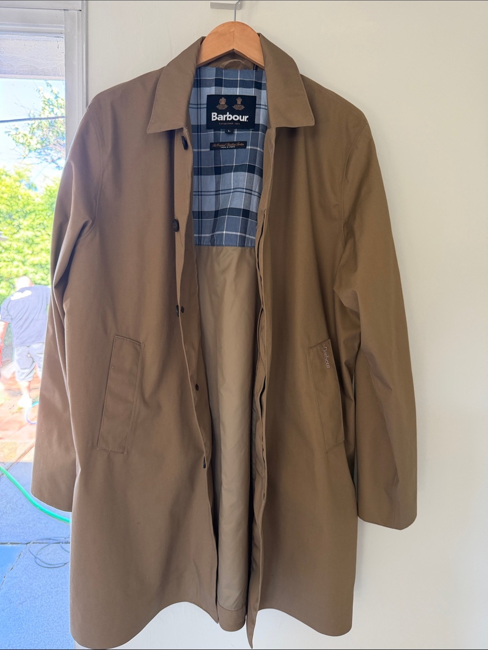 Barbour Brown Trench Coat with Plaid Lining